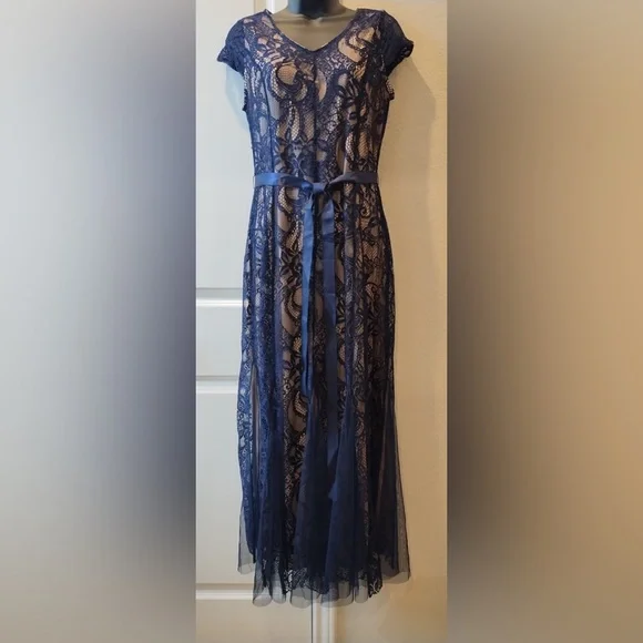 chinese dress ladies Dinah Lace and Satin Maxi Dress / Cornflower Blue | Meshki